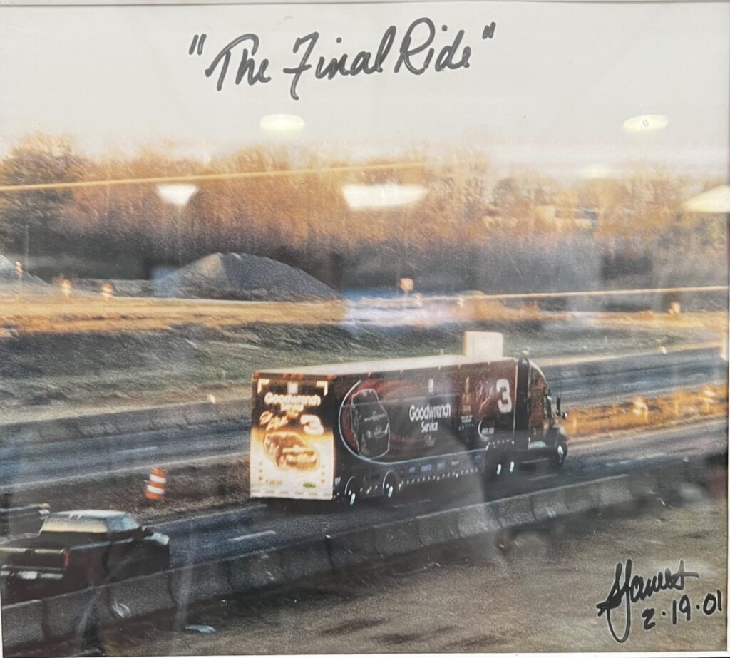 This photo is the the Final Ride of Dale Earnhardt's race car hauler headed back to Mooresville on I-85 after his trajic death in the final lap of the 2001 Daytona 500